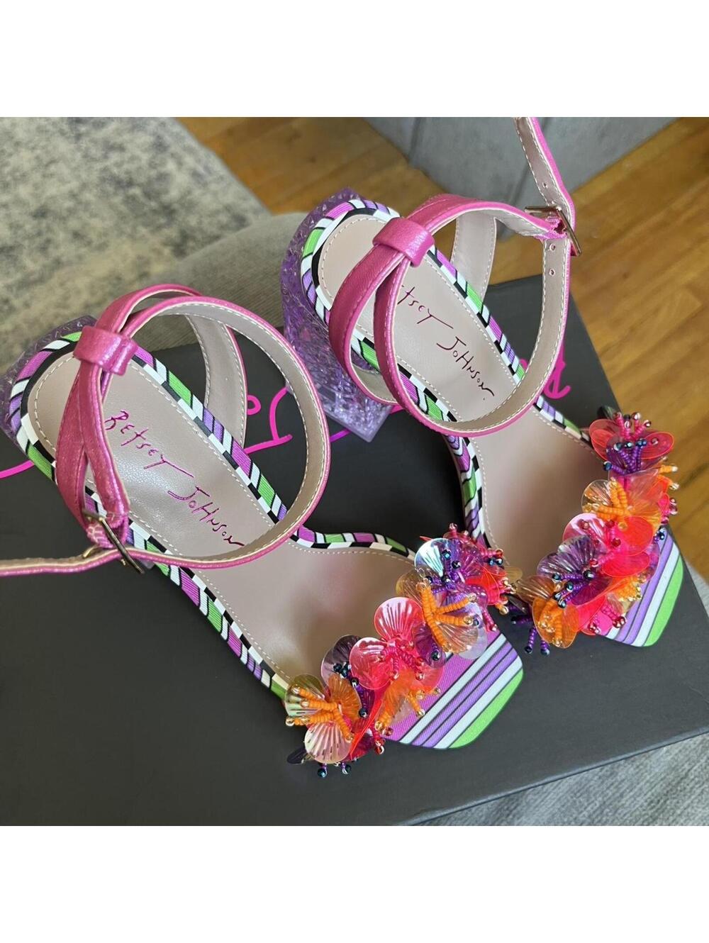 Betsey Johnson Women's Multi and Pink Court - Picture 4 of 8